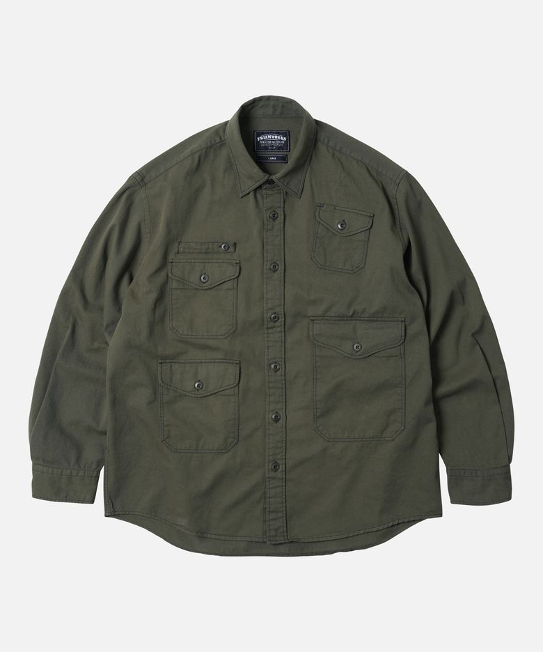 TWILL UTILITY POCKET SHIRT JACKET _ OLIVE