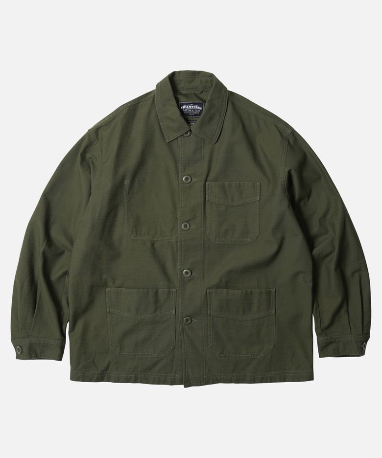 BACKSATIN FRENCH WORK JACKET _ OLIVE