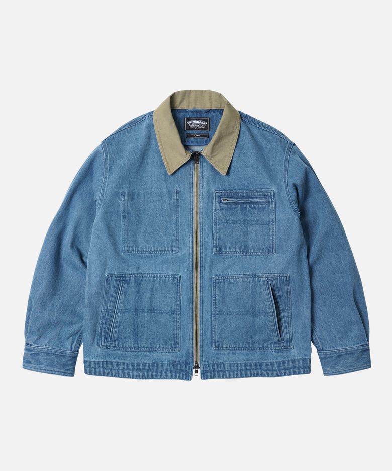 DENIM ZIP UP WORK JACKET _ LIGHT BLUE