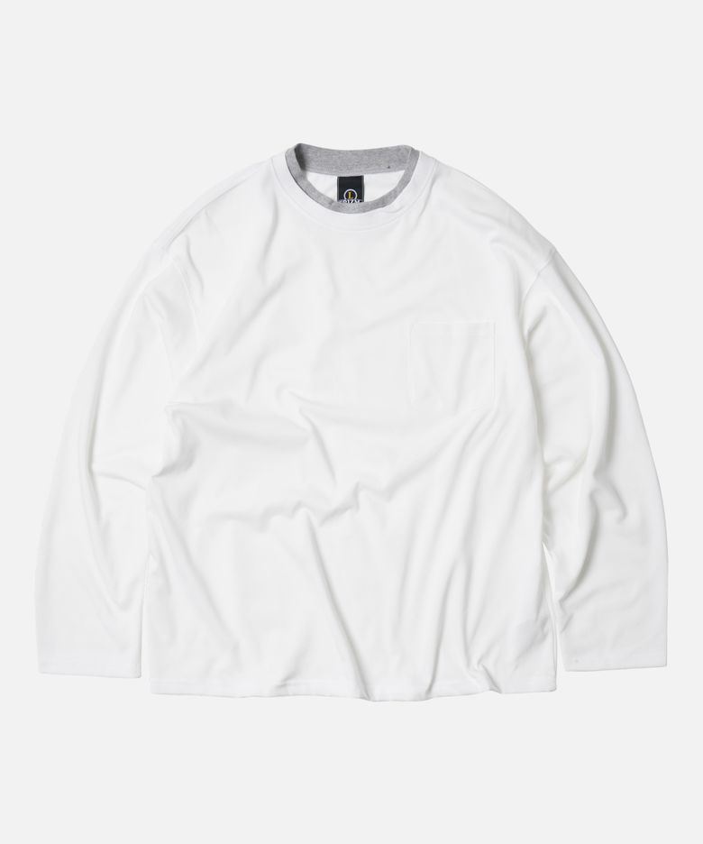 DOUBLE NECK POCKET TEE _ WHITE