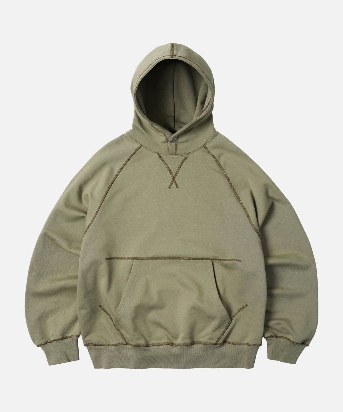 프리즘웍스(FRIZMWORKS) COVER STITCH PULLOVER HOODY _ BEIGE