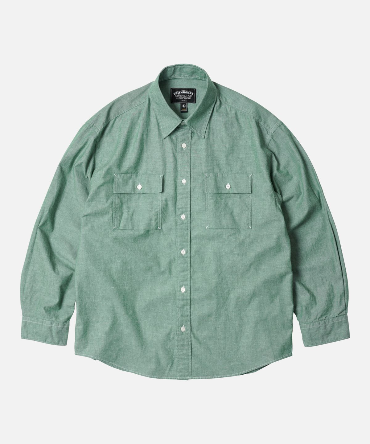 프리즘웍스(FRIZMWORKS) CIGARETTE POCKET CHAMBRAY SHIRT _ GREEN
