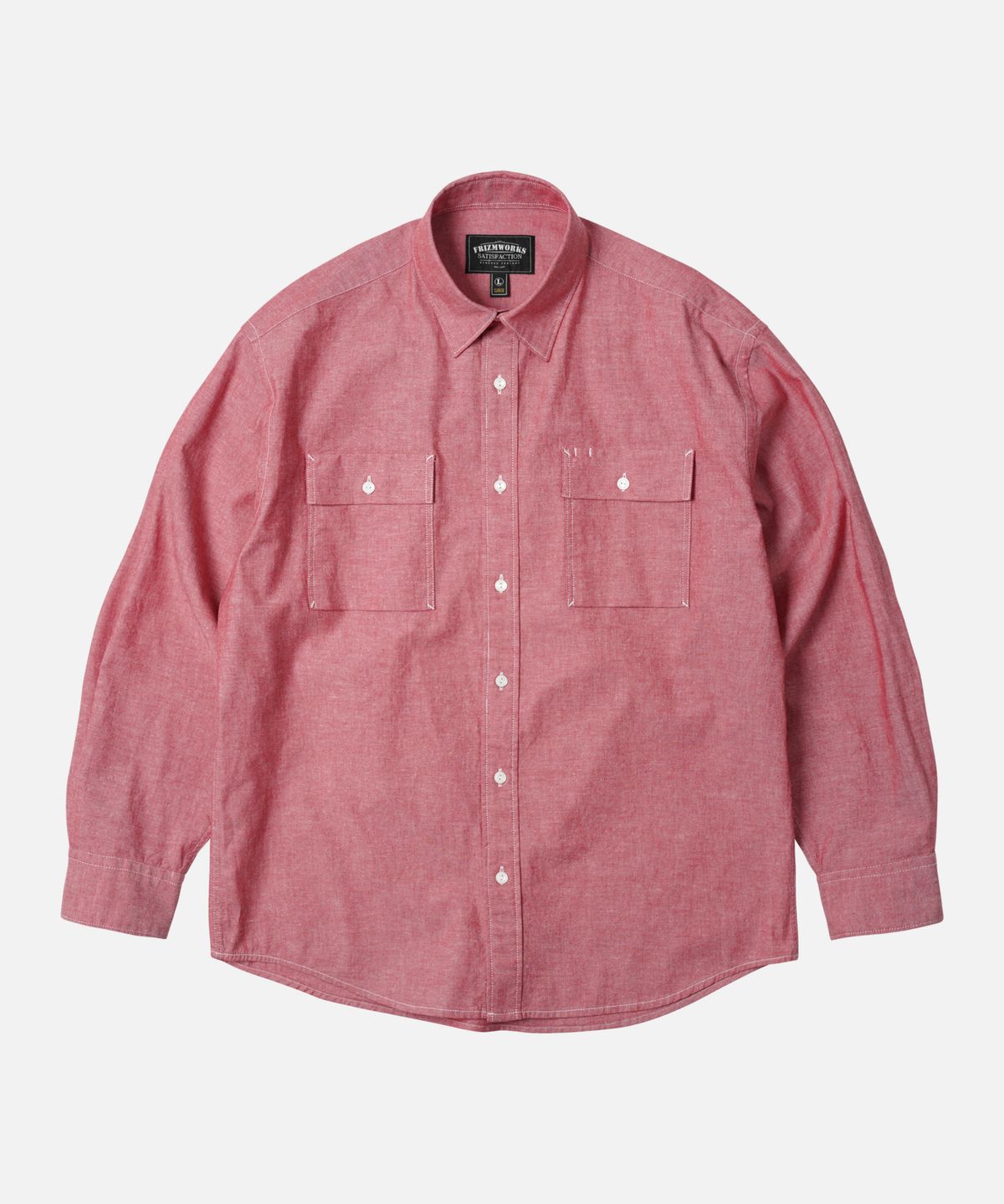 프리즘웍스(FRIZMWORKS) CIGARETTE POCKET CHAMBRAY SHIRT _ RED