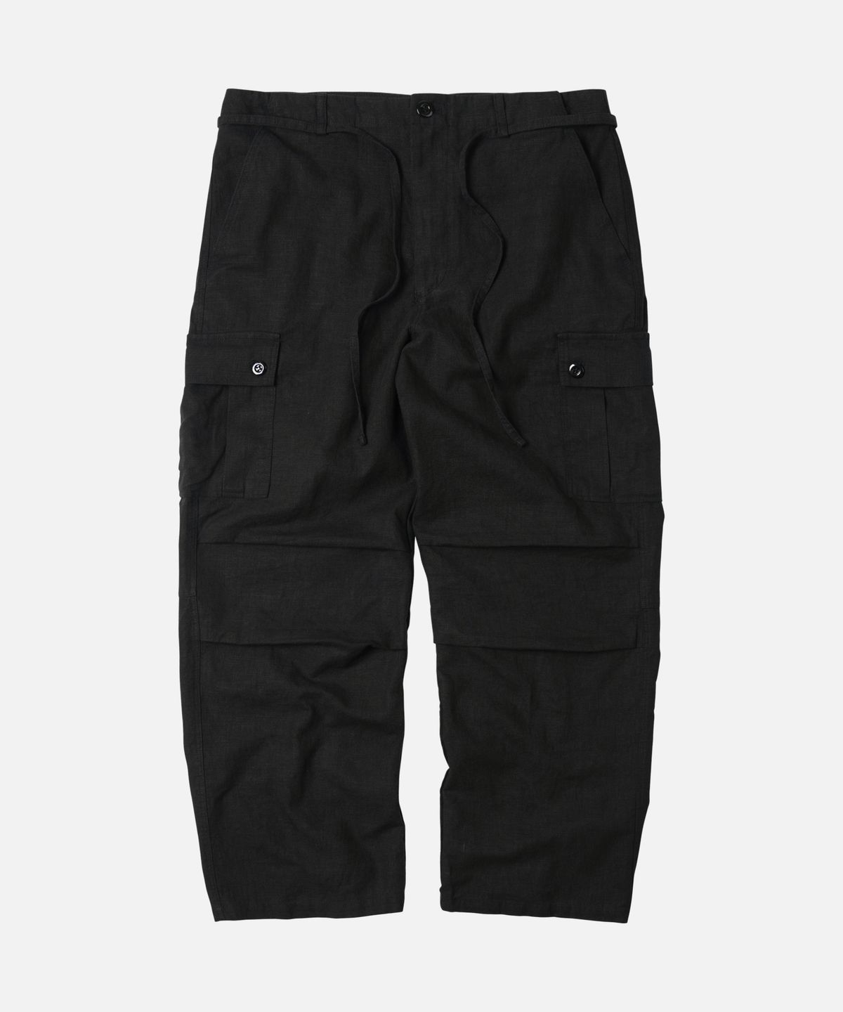 프리즘웍스(FRIZMWORKS) LINEN CARGO PARACHUTE PANTS _ BLACK