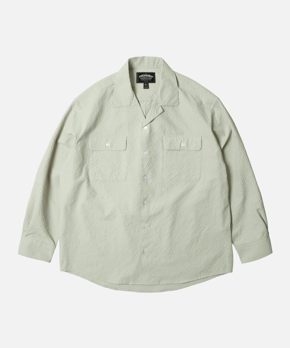 프리즘웍스(FRIZMWORKS) OPEN COLLAR SOLID SEERSUCKER SHIRT _ LIGHT KHAKI
