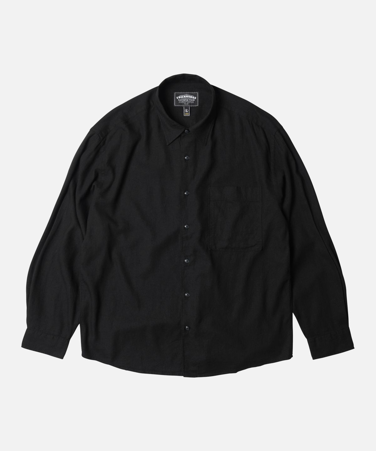 프리즘웍스(FRIZMWORKS) SILKY LINEN RELAXED SHIRT _ BLACK