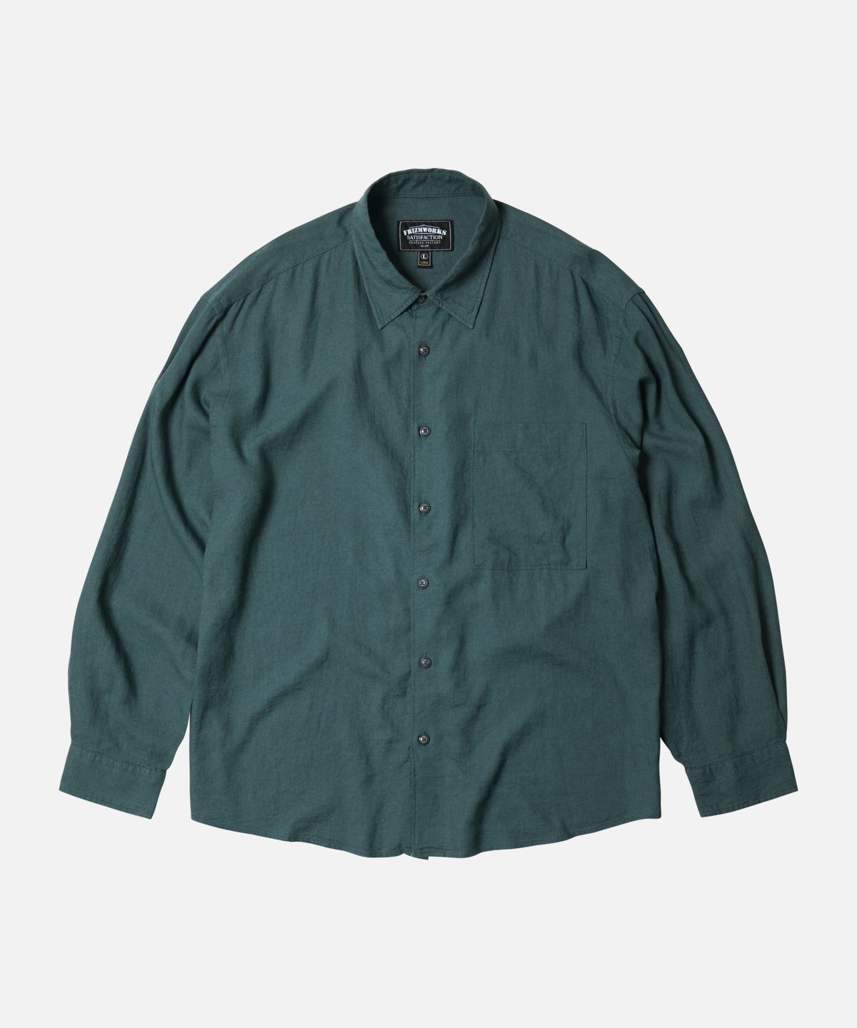 프리즘웍스(FRIZMWORKS) SILKY LINEN RELAXED SHIRT _ TEAL