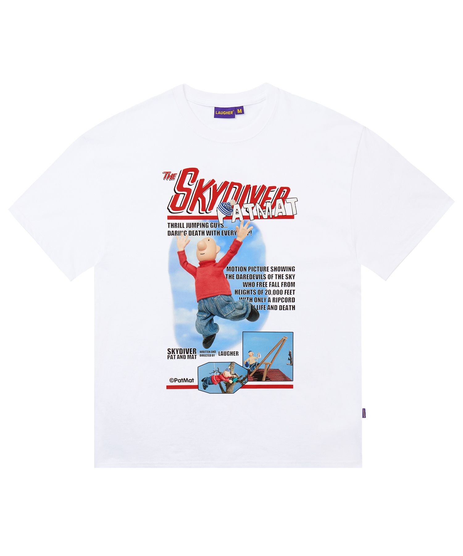 Tシャツ・カットソー LAUGHER PATMAT Skydiving T-Shirt White PM14 MUSINSA | LAUGHER [PAT&MAT] Skydiving T-shirt. - White
