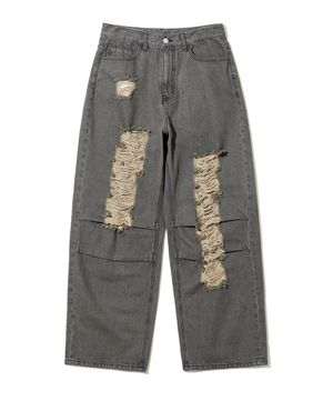 TEAR DENIM PANTS / BLACK