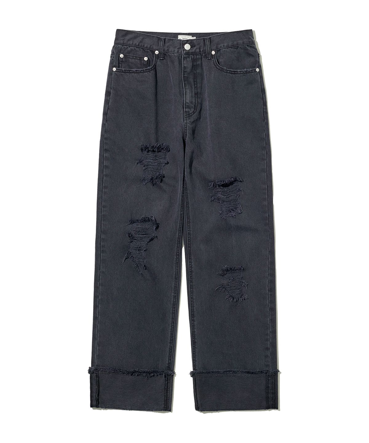 빅유니온(BIG UNION) STRAIGHT ROLL-UP PANTS / BLACK