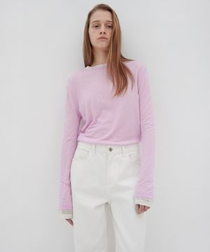 Layered Long Sleeve T-shirt - Lilac Pink
