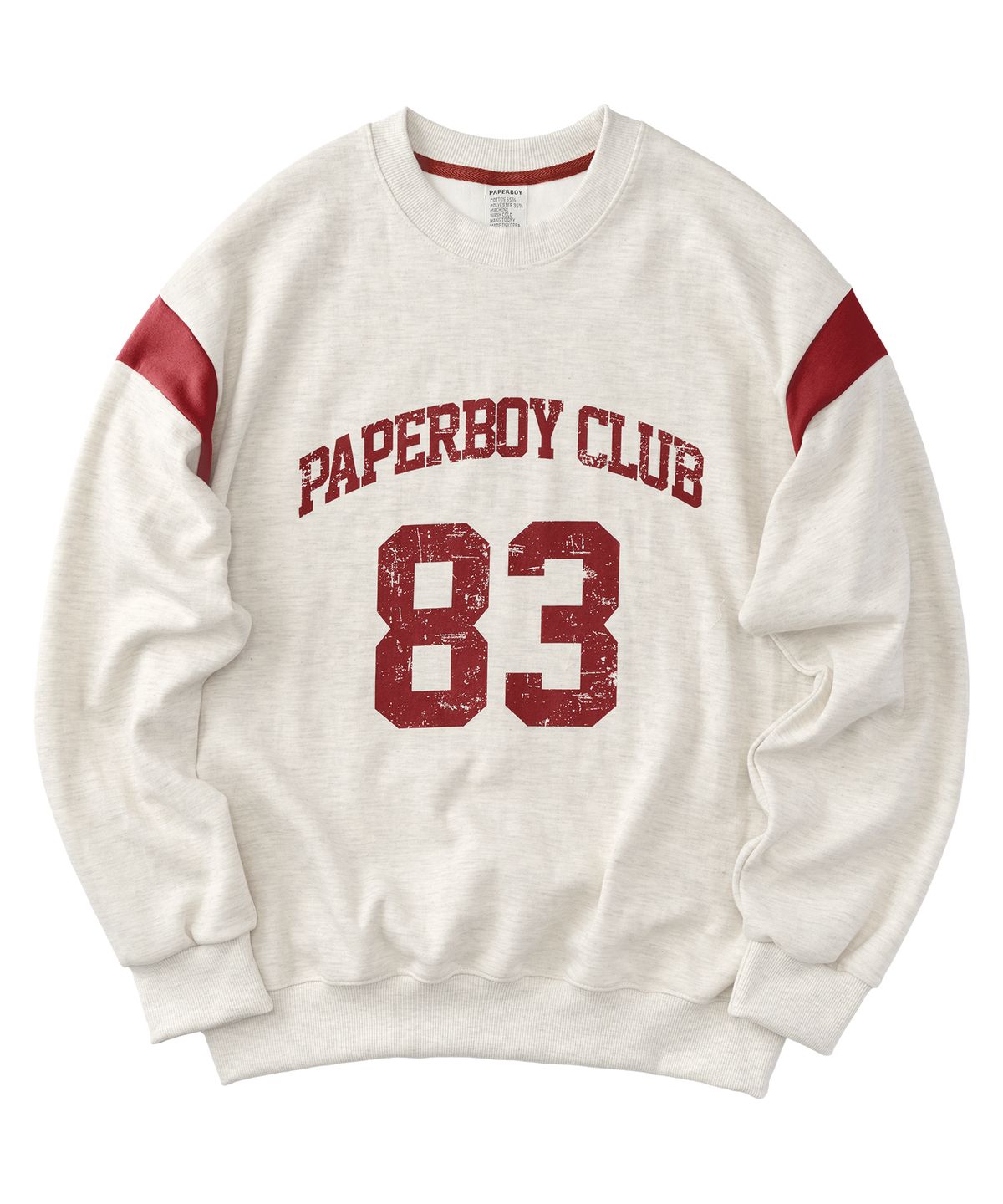 페이퍼보이(PAPERBOY) 배색83 스웨트셔츠-오트밀