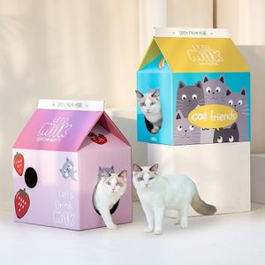 우유갑 고양이 스크래쳐 숨숨집