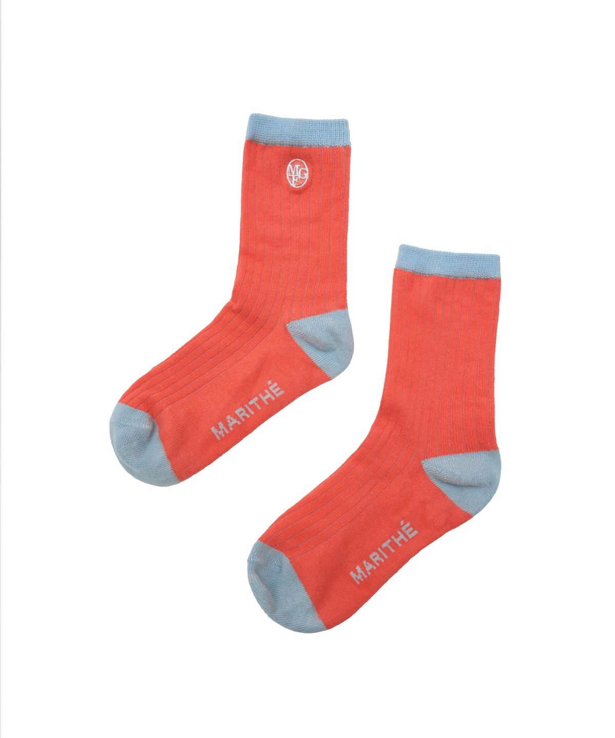 마리떼 키즈(MARITHÉ KIDS) ENFANT CIRCLE LOGO COLOR BLOCK SOCKS orange