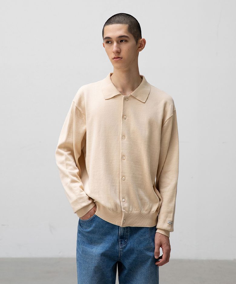 Scape Knit Polo Cardigan (Almond Milk)