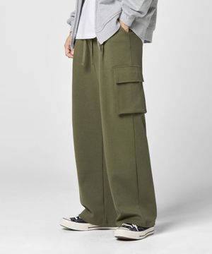 원턱 카고 스웨트 팬츠 [카키]