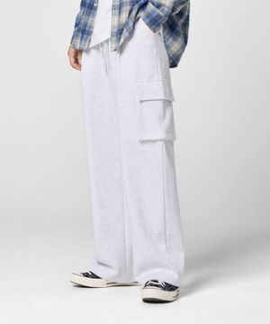 원턱 카고 스웨트 팬츠 [화이트 멜란지]
