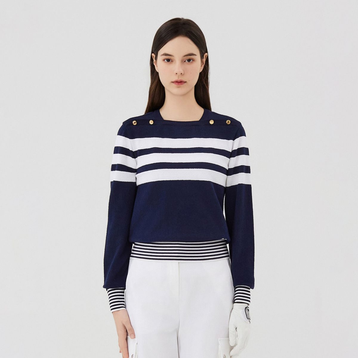 마틴골프(MARTINE GOLF) Stripe Boat Neck Knit_Navy