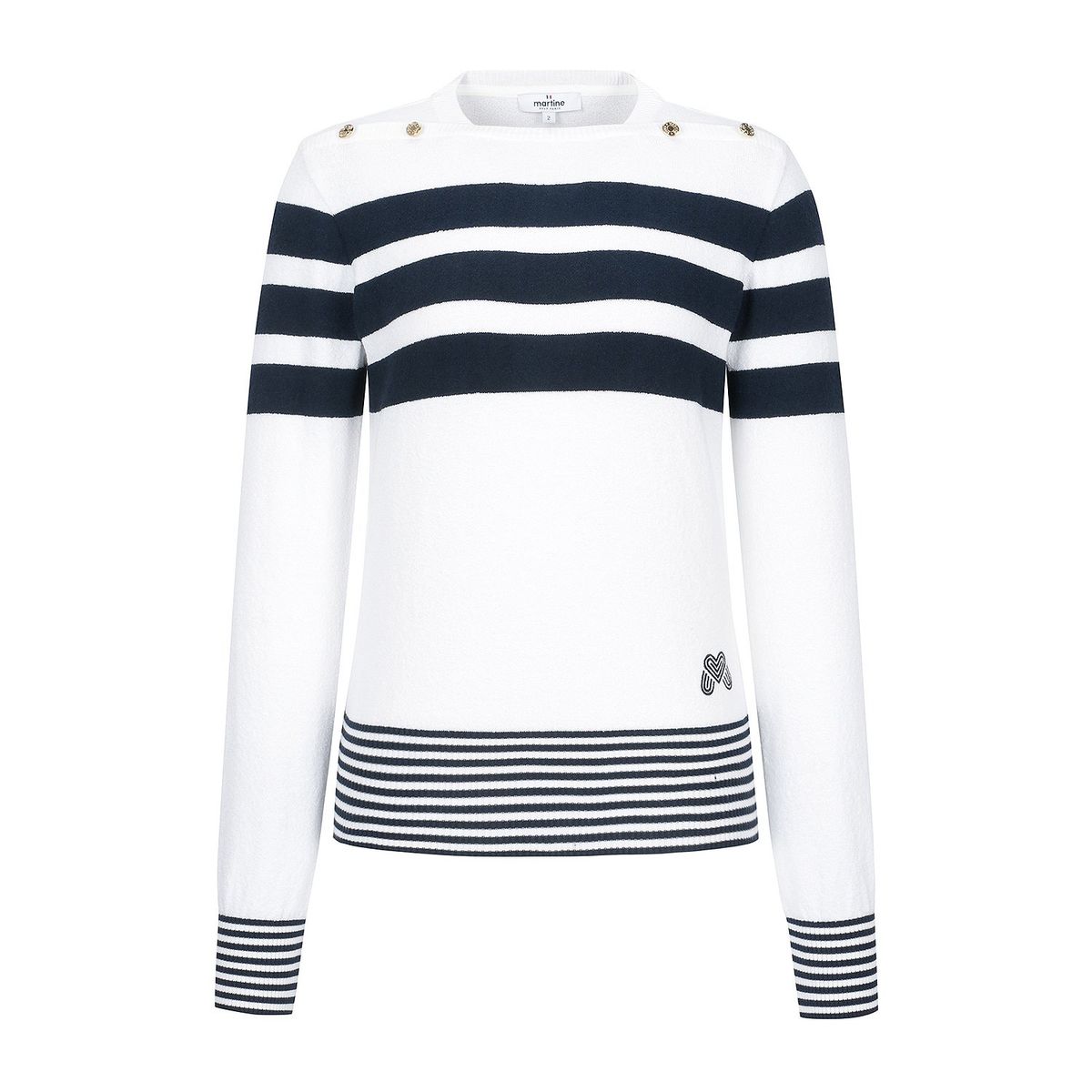 마틴골프(MARTINE GOLF) Stripe Boat Neck Knit_O/White