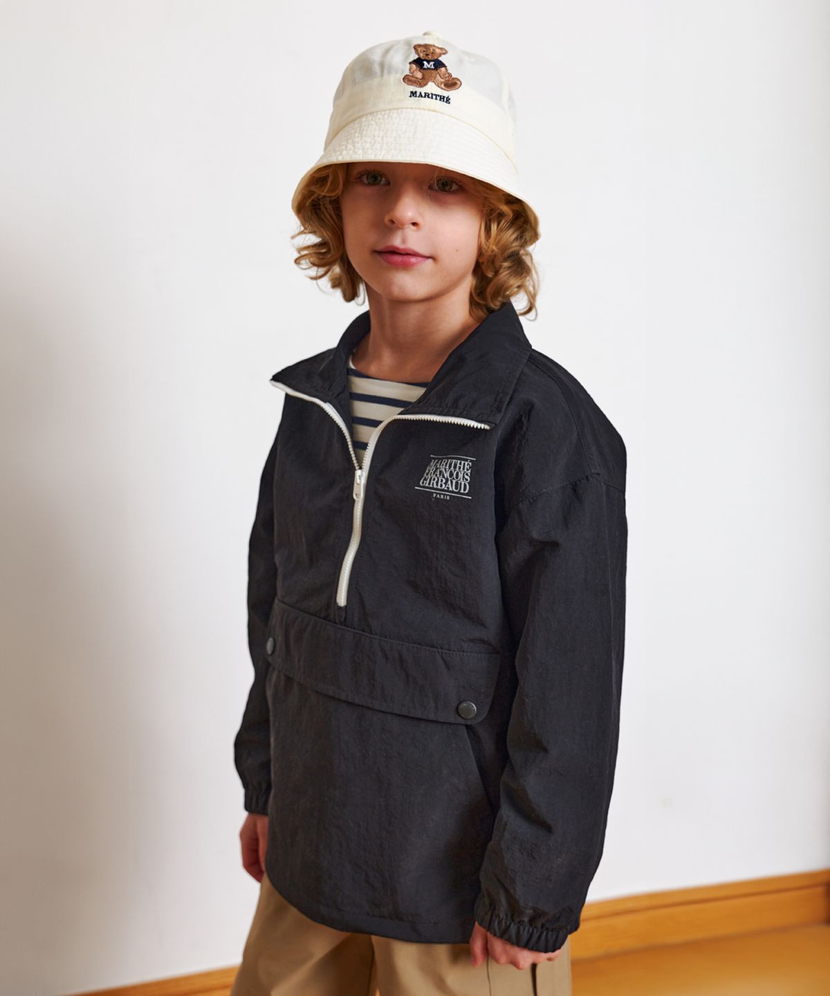 마리떼 키즈(MARITHÉ KIDS) ENFANT NYLON HALF ZIP UP JACKET black