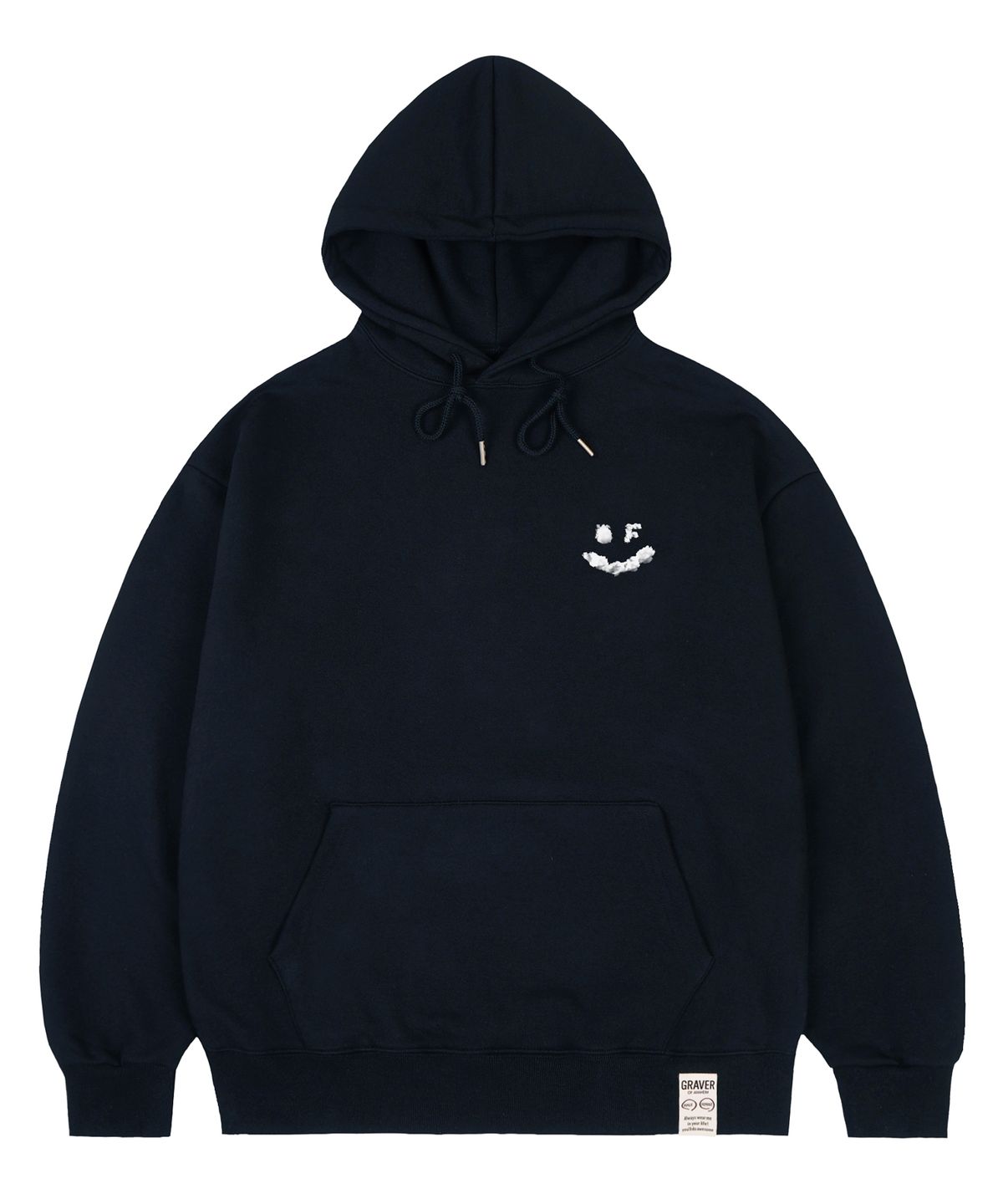 그레이버(GRAVER) [UNISEX]스몰 구름 드로잉스마일 후드티_네이비