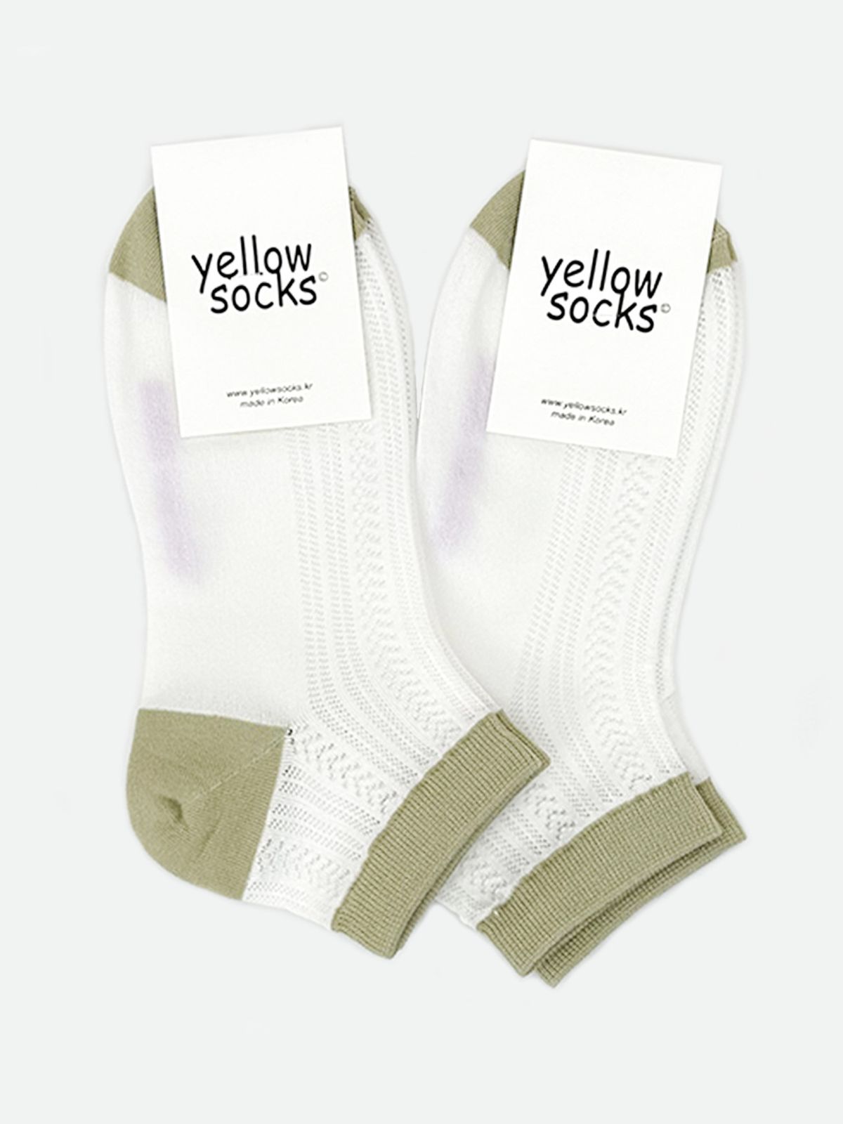 옐로우삭스(YELLOWSOCKS) 앵클삭스 펀칭 시스루 화이트