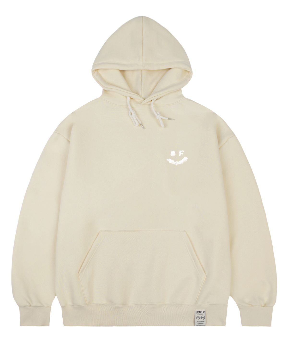 그레이버(GRAVER) [UNISEX]스몰 구름 드로잉스마일 후드티_크림