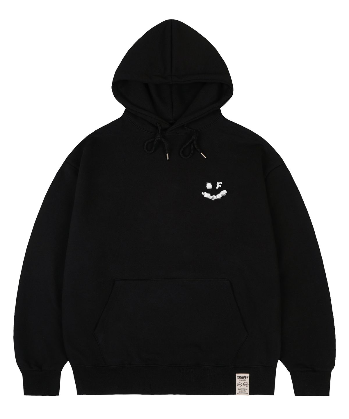 그레이버(GRAVER) [UNISEX]스몰 구름 드로잉스마일 후드티_블랙