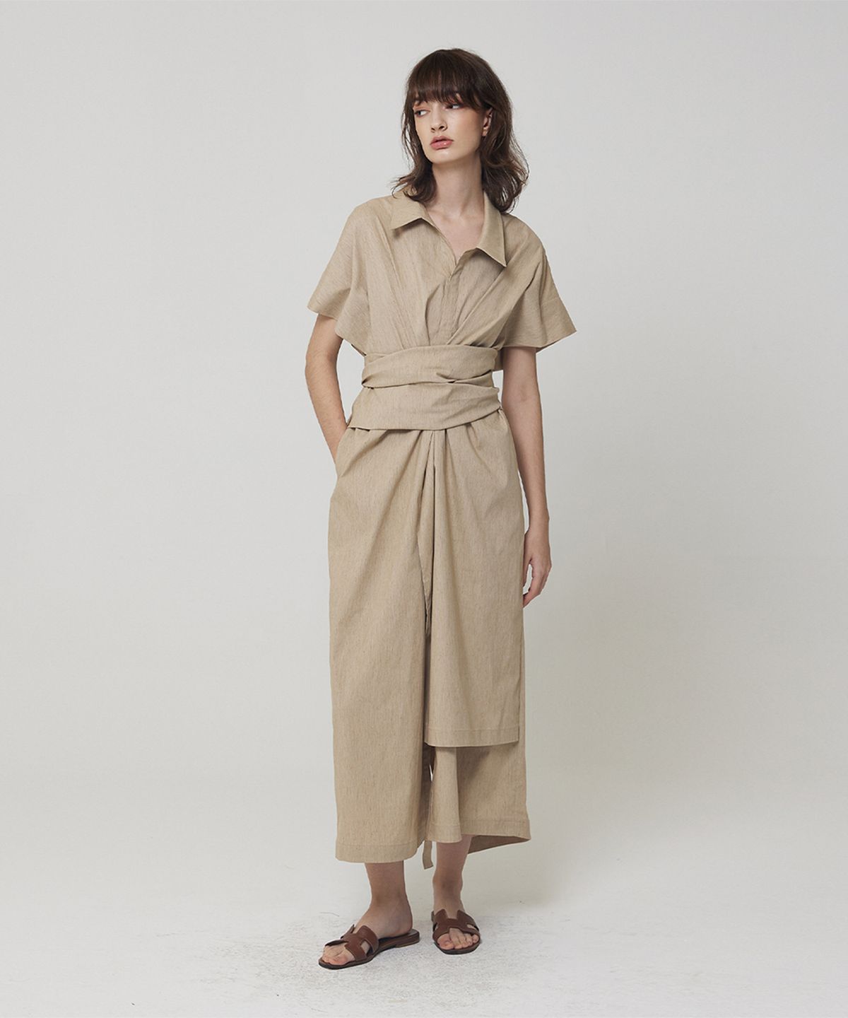 므아므(MMAM) Tie sleeve detail shirt dress