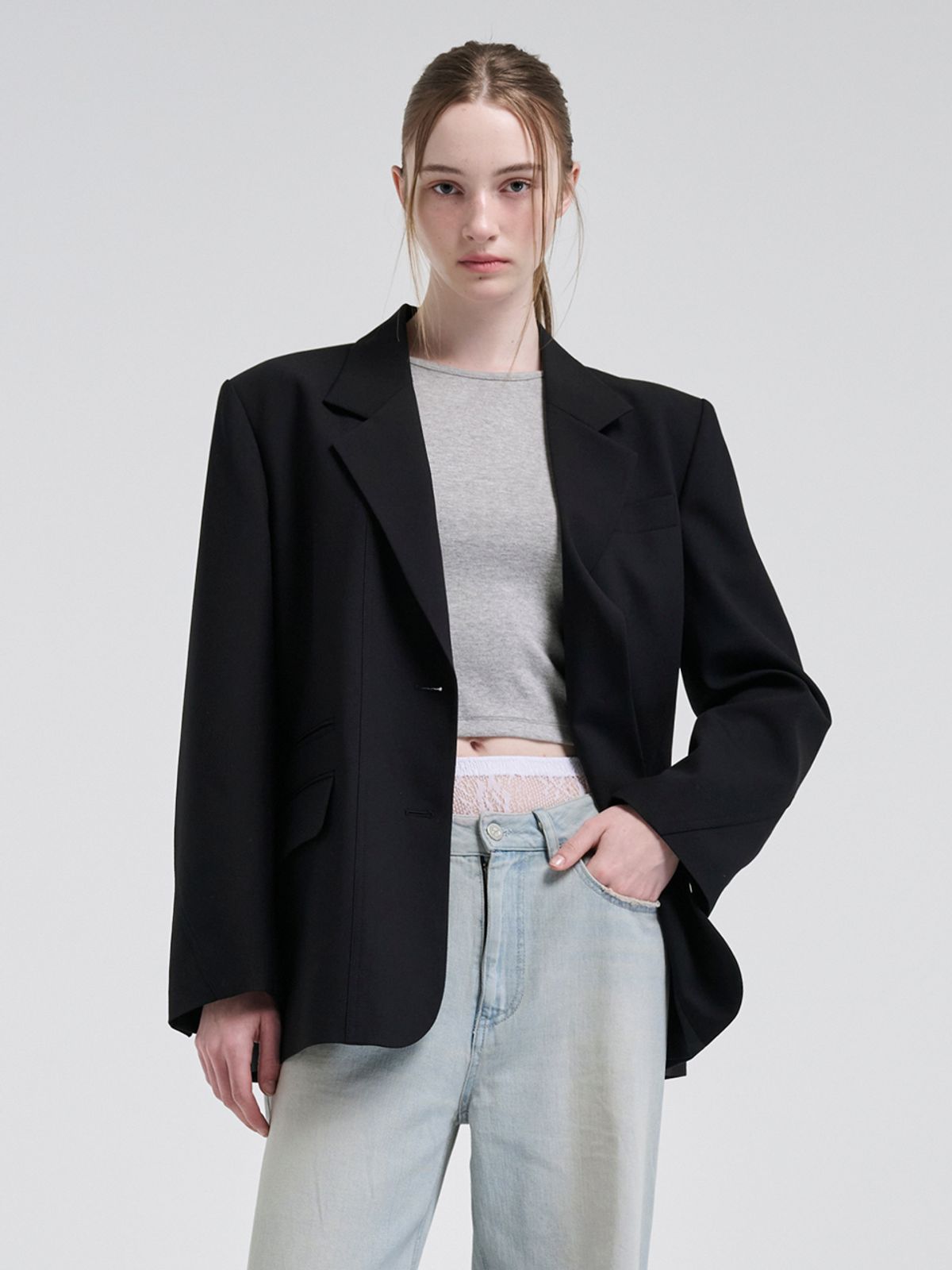 에트몽(ETMON) Stitch Line Single Jacket, Black