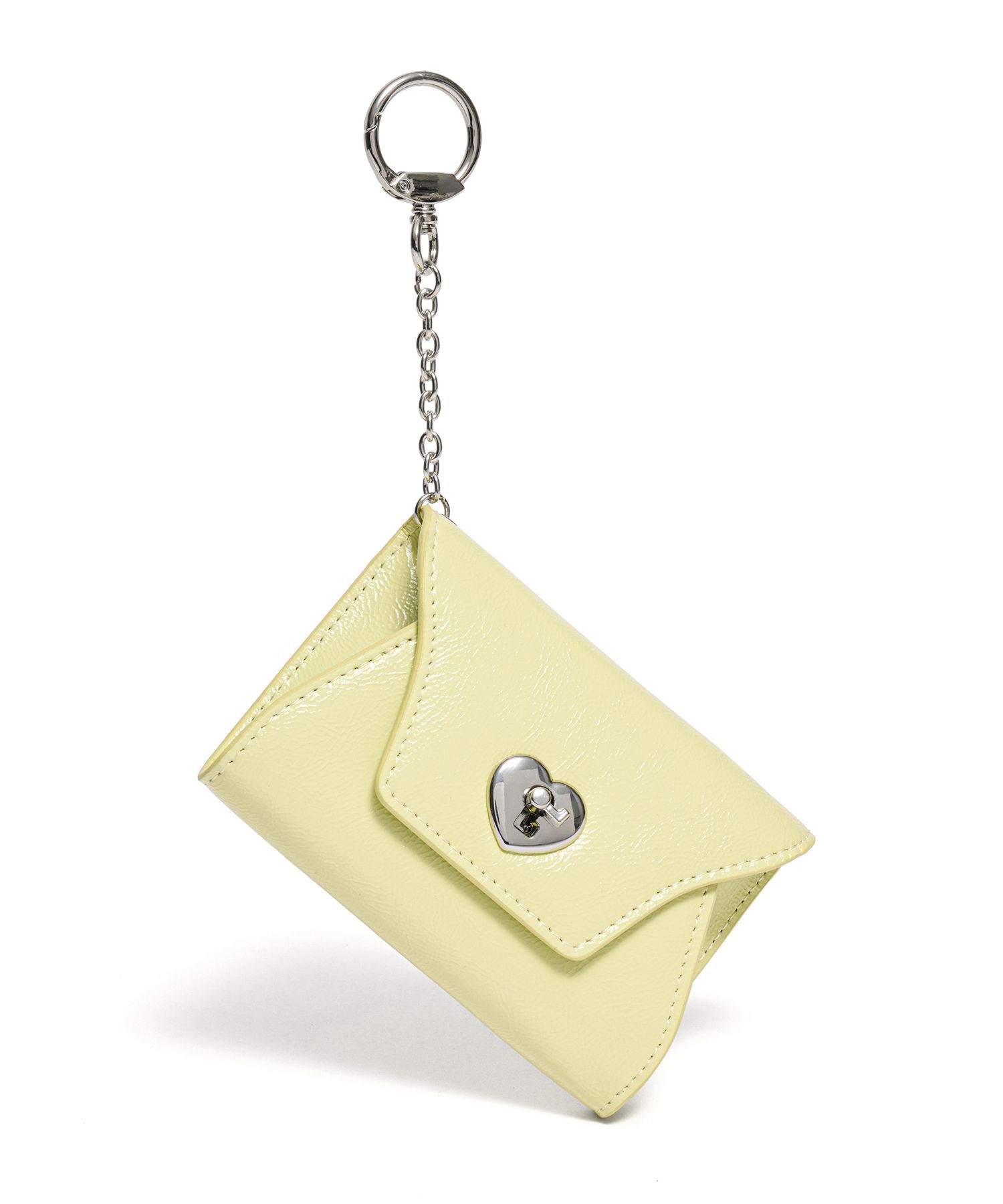Musinsa lemasque heartlock keyring multi pouch card wallet pale lemon