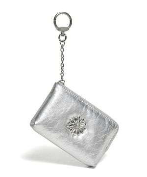 데이지 키링 동전지퍼 카드지갑 파우치 실버