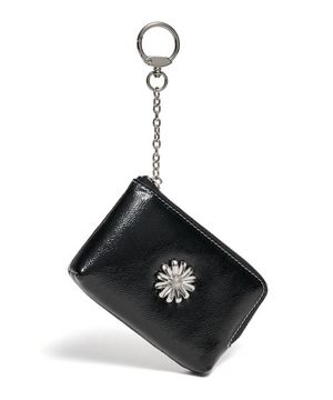 데이지 키링 동전지퍼 카드지갑 파우치 블랙