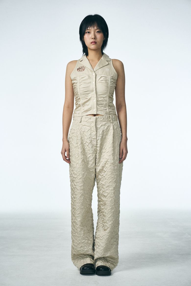SHIRRING RAINDROP PANTS_BEIGE