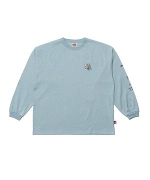 화이트라벨 스모크 롱슬리브 티셔츠 파스텔블루(오버핏)