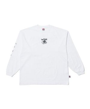 화이트라벨 블리치 워싱 롱슬리브 티셔츠 화이트 (오버핏)