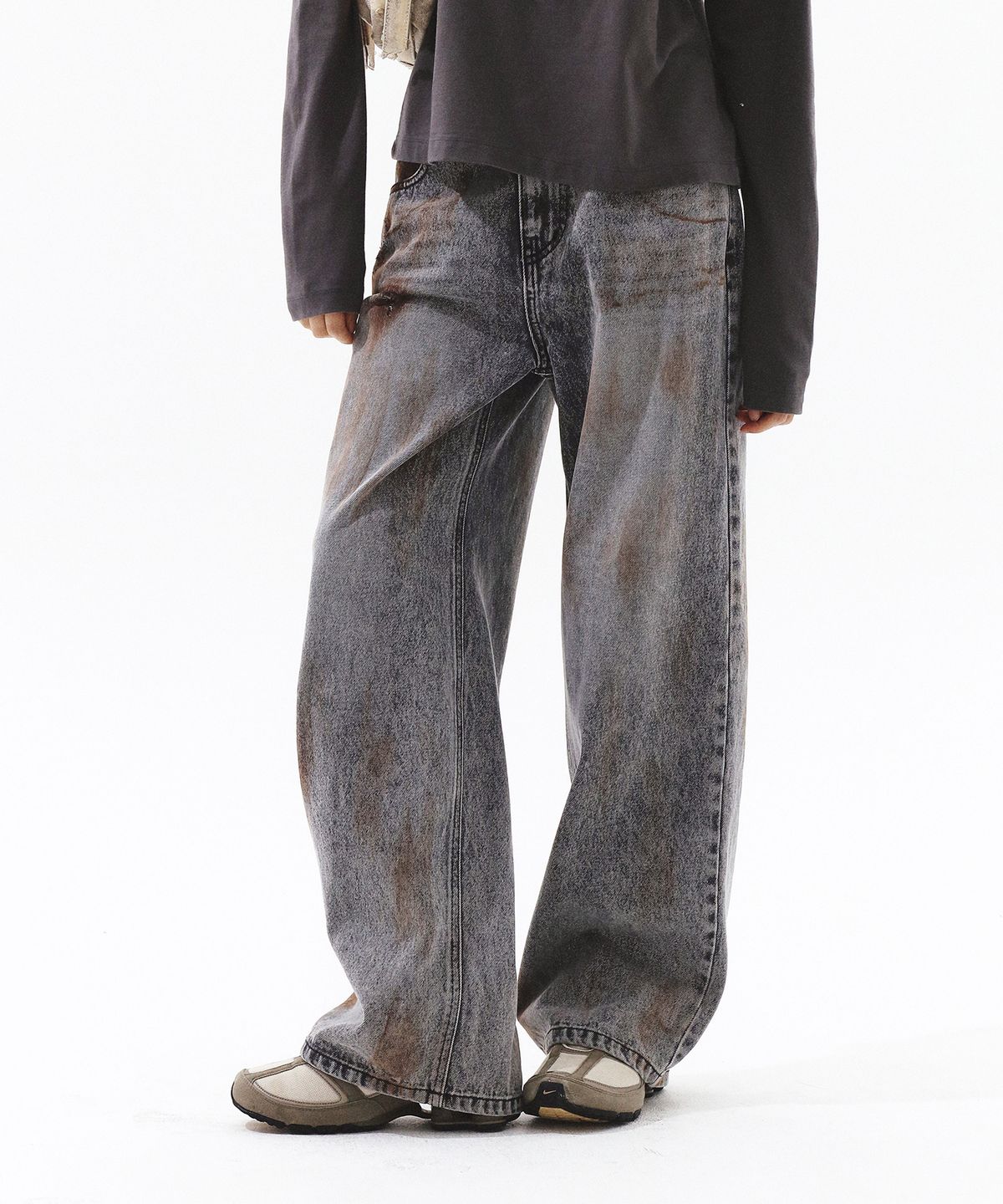 프렌다(PRENDA) BULLET DAMAGED DENIM PANTS BLACK