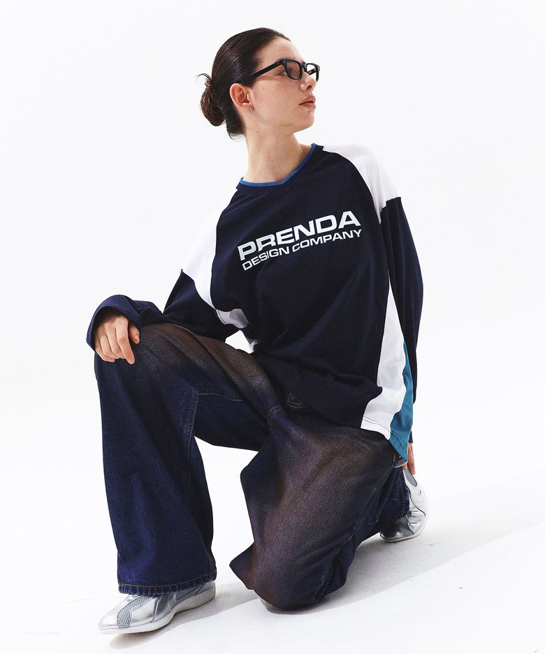 PDC LOGO RAGLAN V NECK LONG SLEEVE NAVY