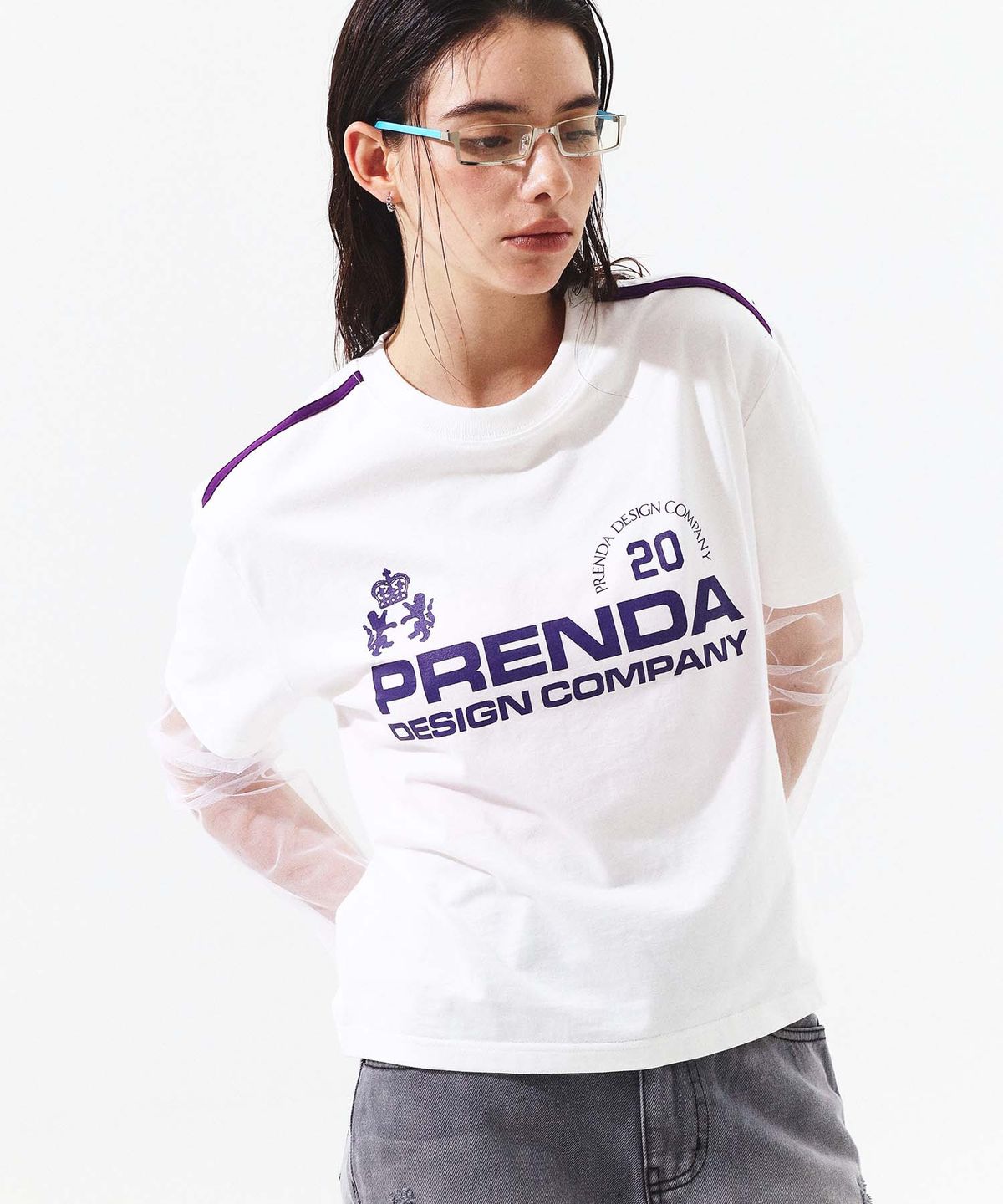 프렌다(PRENDA) PDC UNIFORM SEE THROUGH LAYERED SLEEVE WHITE