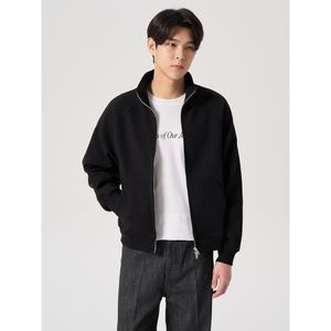 양면코튼 풀집업 하이넥 스웻셔츠  블랙 (424241EY35)