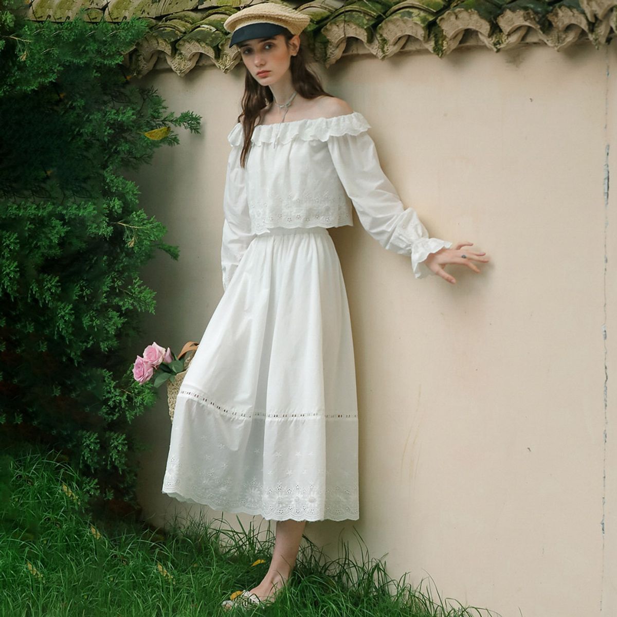 던드롭(DUNDROP) DD_Pure white two-piece set