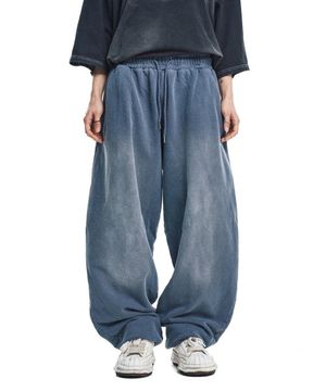 워시드 벌룬 배기 스웨트팬츠 - 네이비