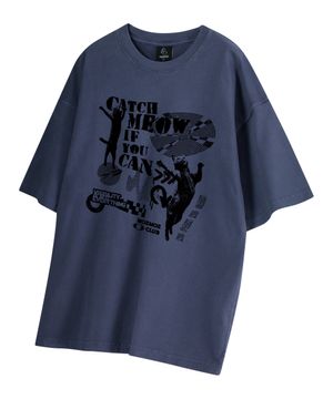 피그먼트 댄싱캣 오버핏 반팔티셔츠 블루