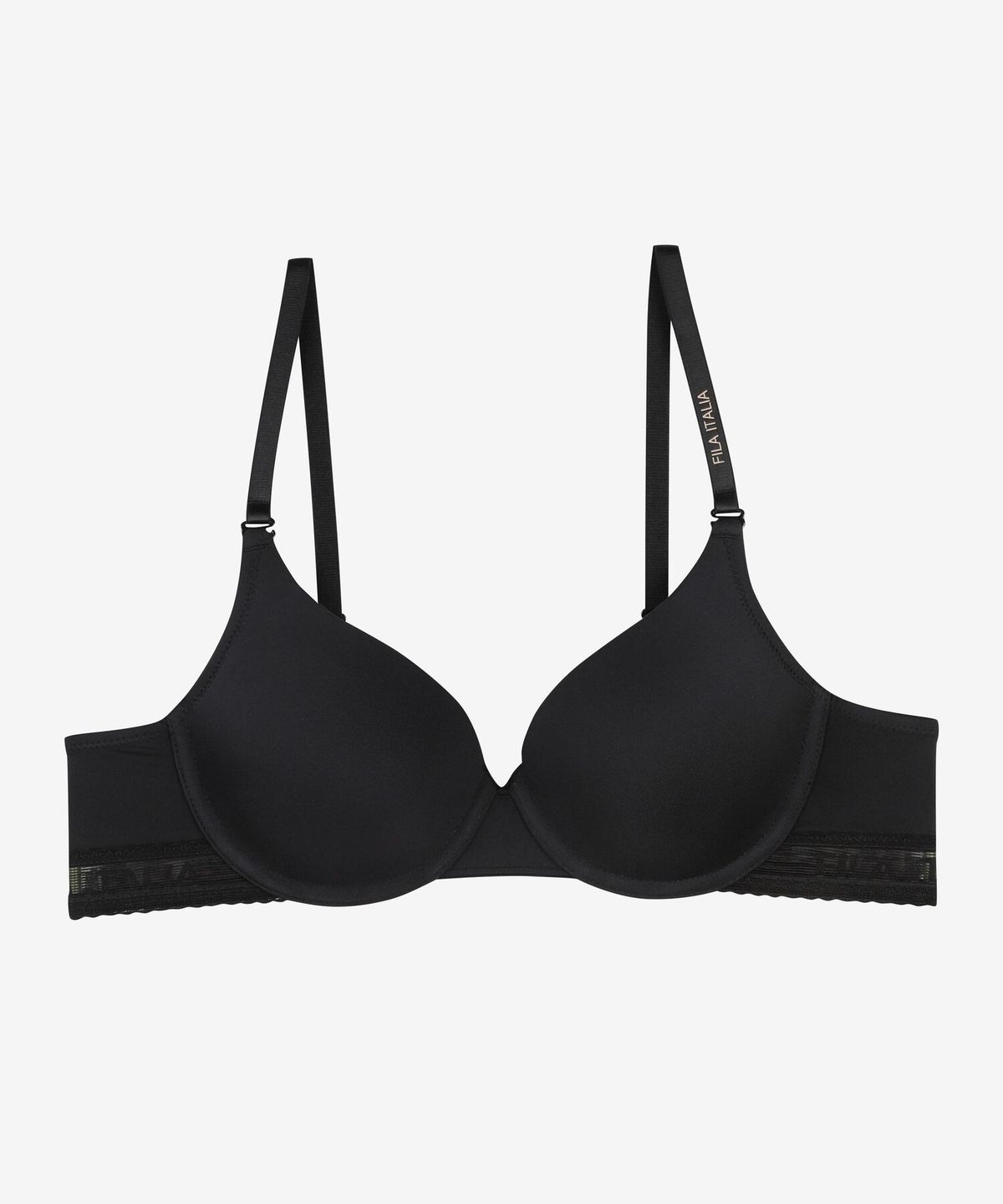 휠라언더웨어(FILA UNDERWEAR) 아웃핏 홀리데이 자카드 로고밴드 브라(FI4BAG1445FBLK)
