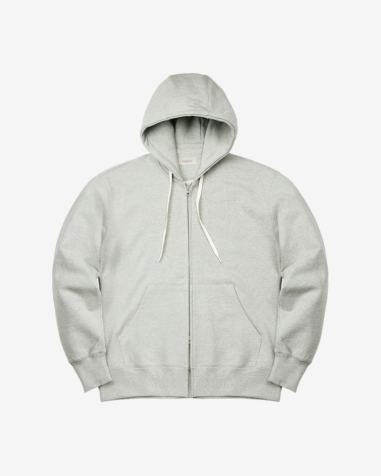 2-Way Essential Sweat Hooded zip-up (Melange Gray)