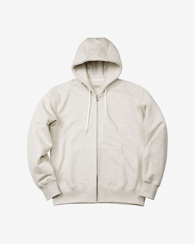 2-Way Essential Sweat Hooded zip-up (Oatmeal Melange)