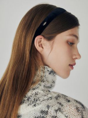 슬림 벨벳 헤어밴드 (블랙)