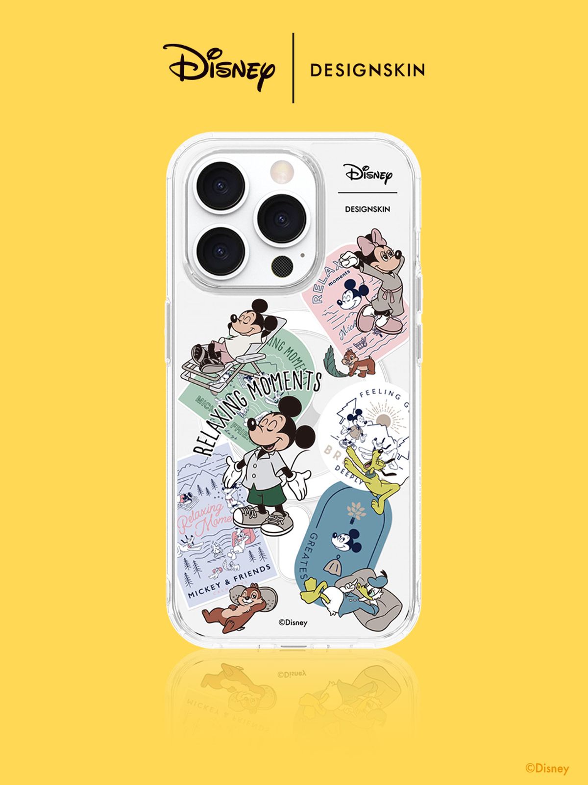 디자인스킨(DESIGNSKIN) [디즈니] 맥세이프 클리어 그래픽 케이스-릴렉싱 미키패밀리