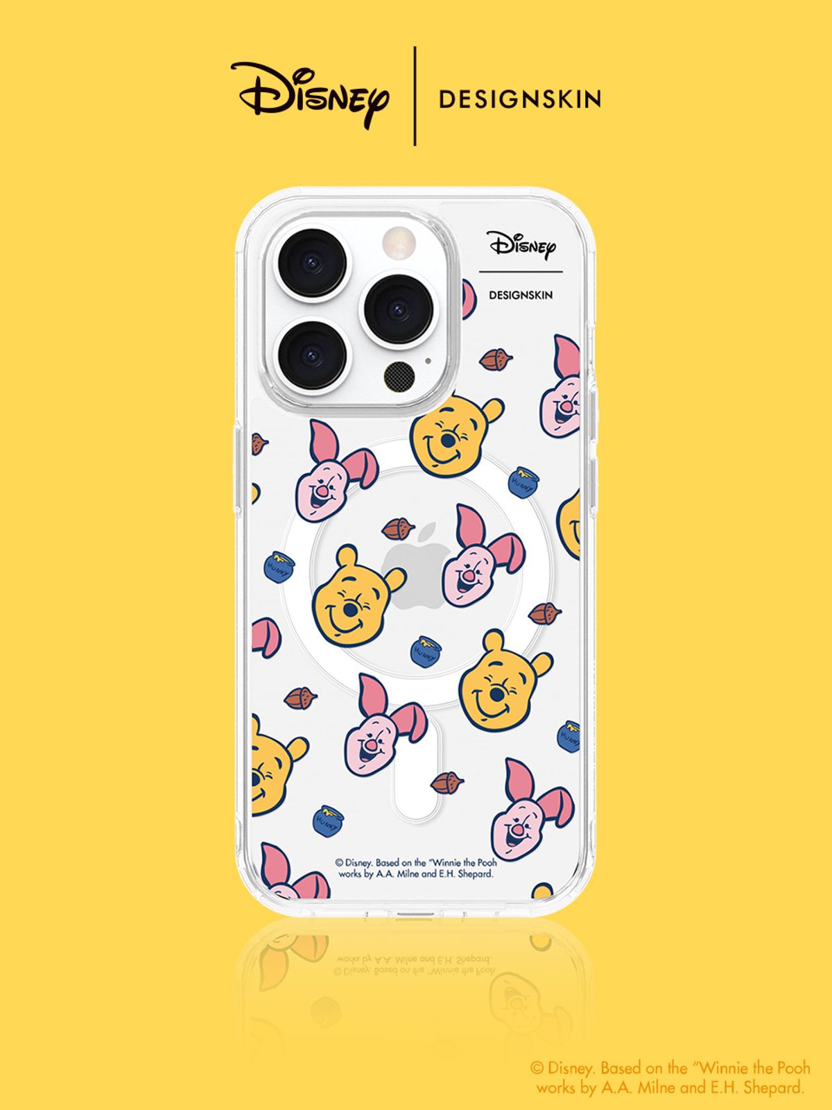 디자인스킨(DESIGNSKIN) [디즈니] 맥세이프 클리어 그래픽 케이스-푸우피글렛 페이스