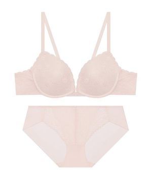 텐더 레이스 노와이어 브라 팬티 세트 - 스킨
